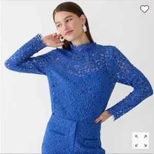 J. Crew Scallop Lace Mock Turtleneck